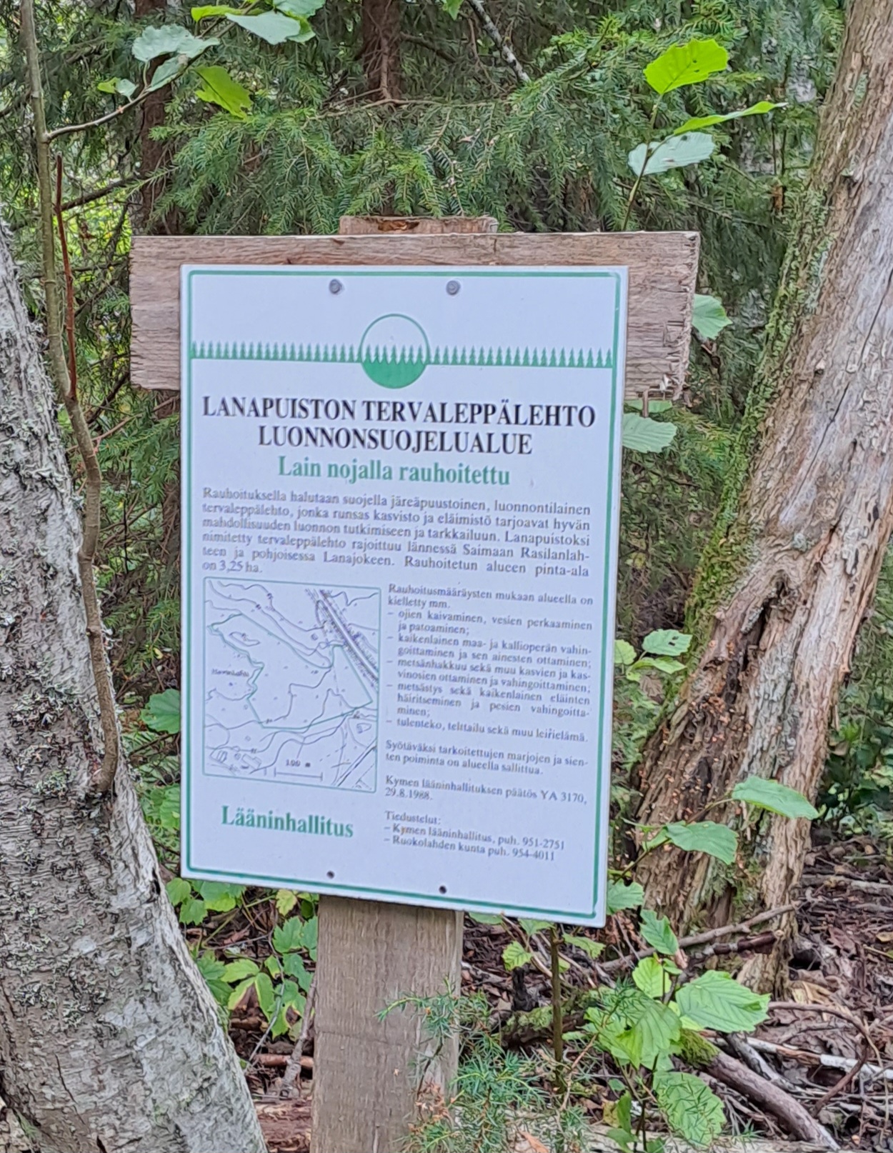 a sign in lanajoki conservation area